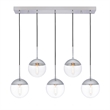 Living District Eclipse 5 Lights Chrome Pendant With Clear Glass