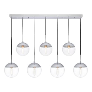 Living District Eclipse 7 Lights Chrome Pendant With Clear Glass