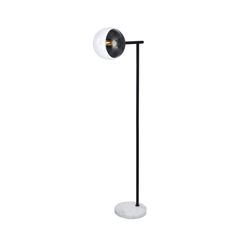Living District Eclipse 1 Light Black Floor Lamp With Clear Glass