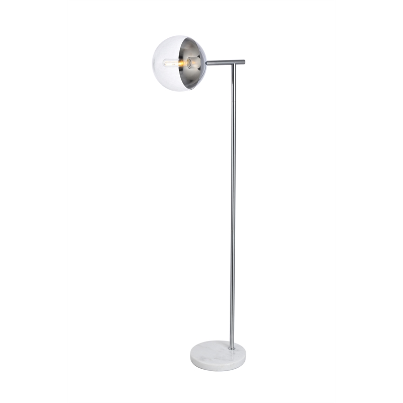 Living District Eclipse 1 Light Chrome Floor Lamp With Clear Glass
