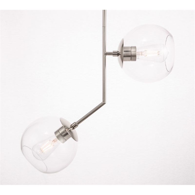 Living District Ryland 2 Light Chrome and Clear Glass Pendant