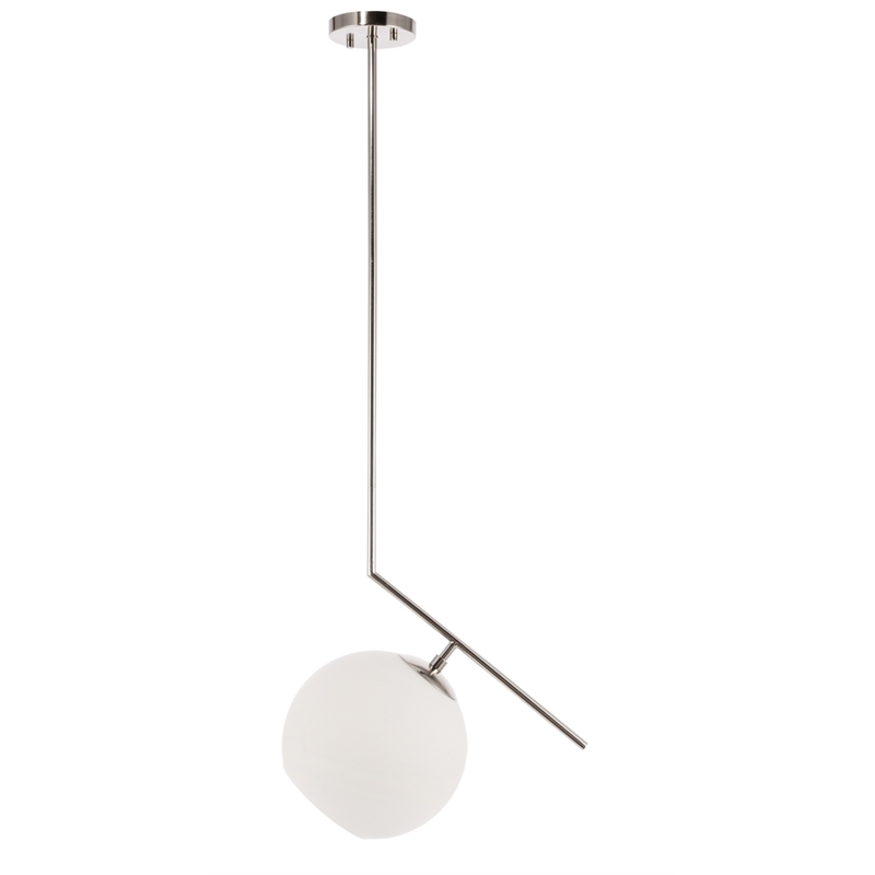 Living District Ryland 1 Light Chrome and Frosted White Glass Pendant