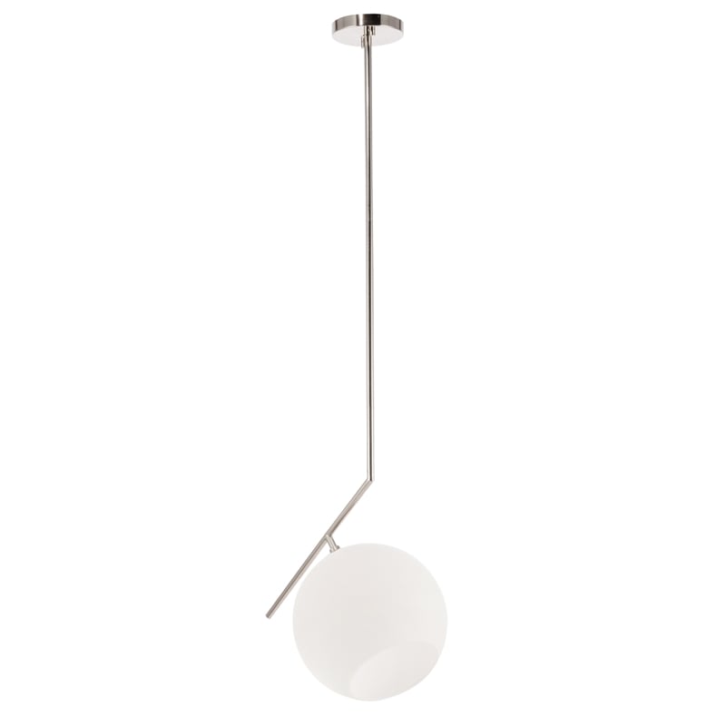Living District Ryland 1 Light Chrome and Frosted White Glass Pendant