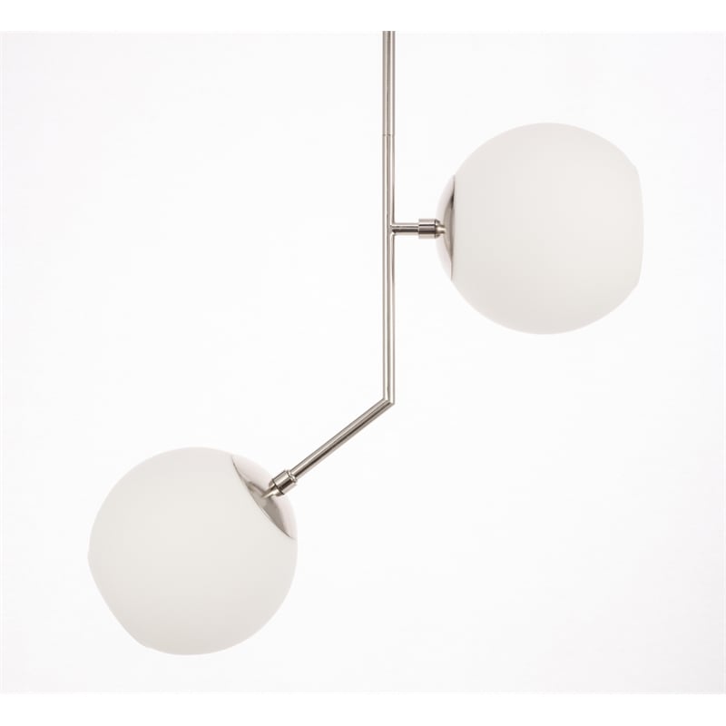 Living District Ryland 2 Light Chrome and Frosted White Glass Pendant