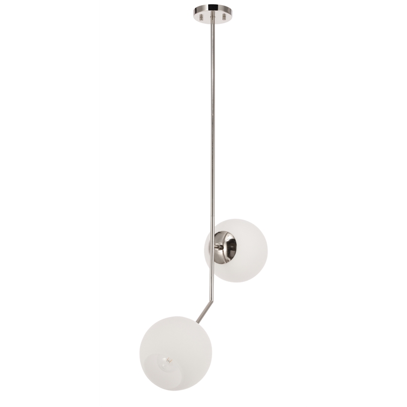 Living District Ryland 2 Light Chrome and Frosted White Glass Pendant