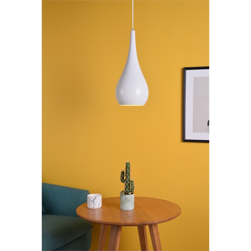 Living District Nora 1 Light White Pendant