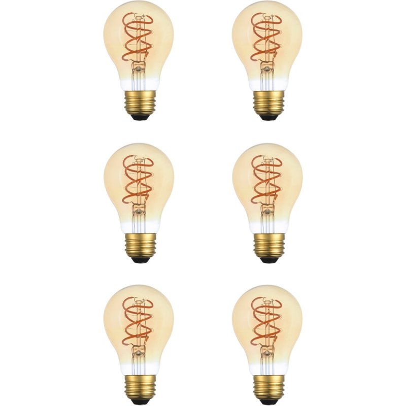Elitco Lighting Raedyn 6W LED Decorative Helix Light Bulb in Amber (Set of 6)