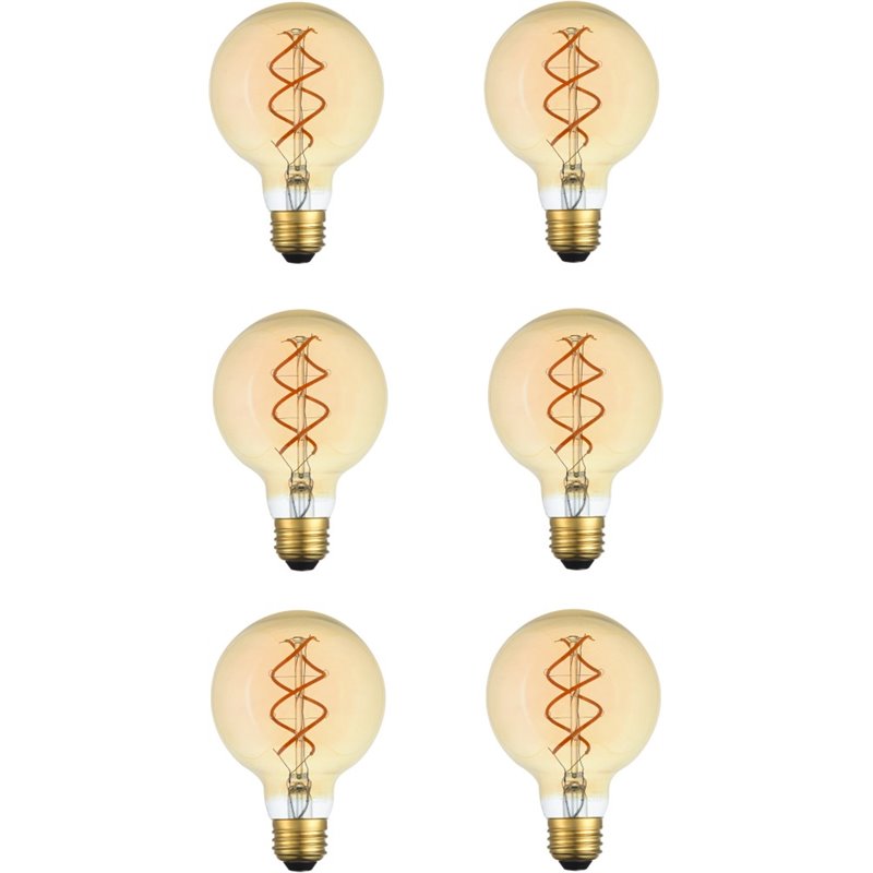 Elitco Lighting Edris 6W 2000K LED Vertical Helix Glass Light Bulb (Set of 6)