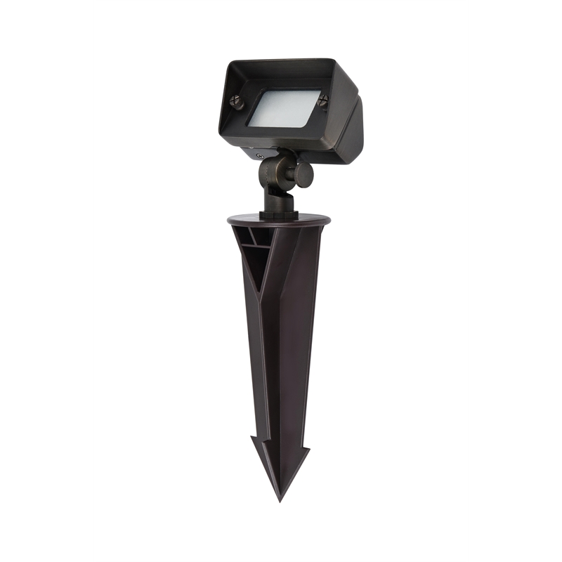 Elitco Outdoor 12V Cast Brass Flood Light 2Inch L X 4Inch W X 6Inch H Dark Bronz