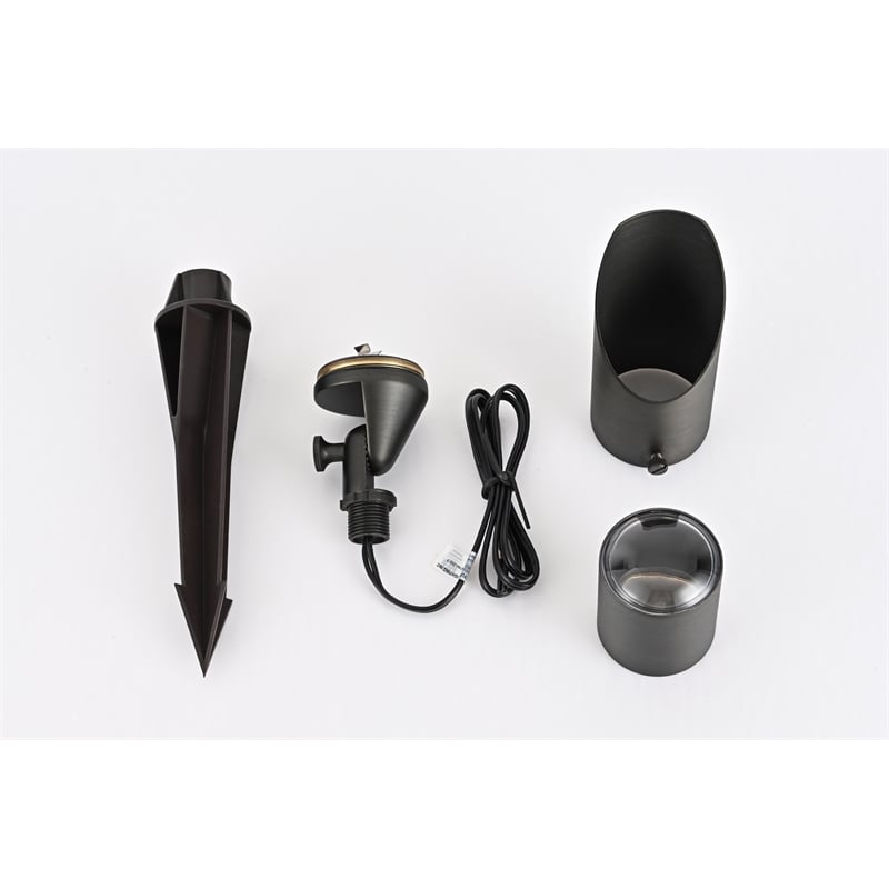 Elitco Outdoor 12V Cast Brass Spot Light 2.25Inch W X 8Inch High In Dark Bronze