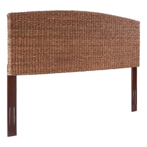 Belmont Home Estern 78.5&quot Banana Leaf Panel Headboard in Honey/Dark Brown