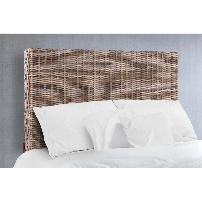 Belmont Home Archdale Coastal Rattan/Wood Queen Headboard in Gray