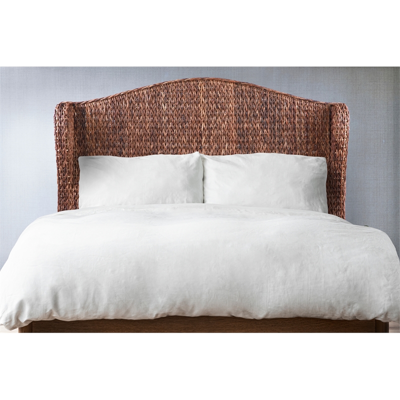 Belmont Home Capistrano Coastal Rattan/Wood Banana Leaf Queen Headboard in Brown