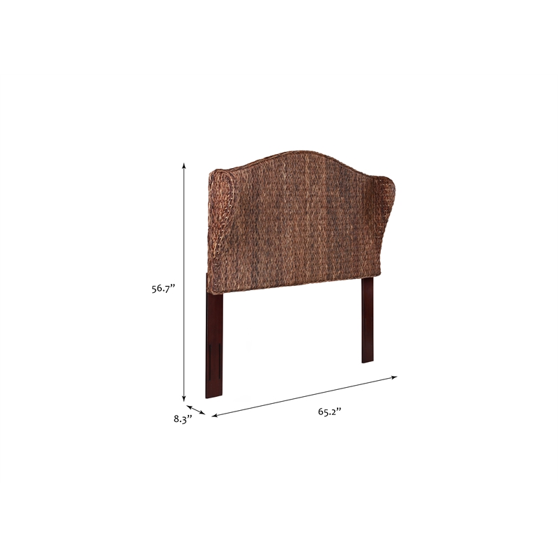 Belmont Home Capistrano Coastal Rattan/Wood Banana Leaf Queen Headboard in Brown