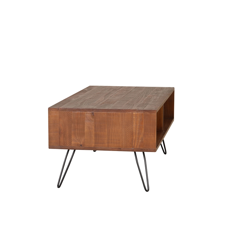 Belmont Home Brighton Solid Acacia Wood Foldable Coffee Table in Brown/Black