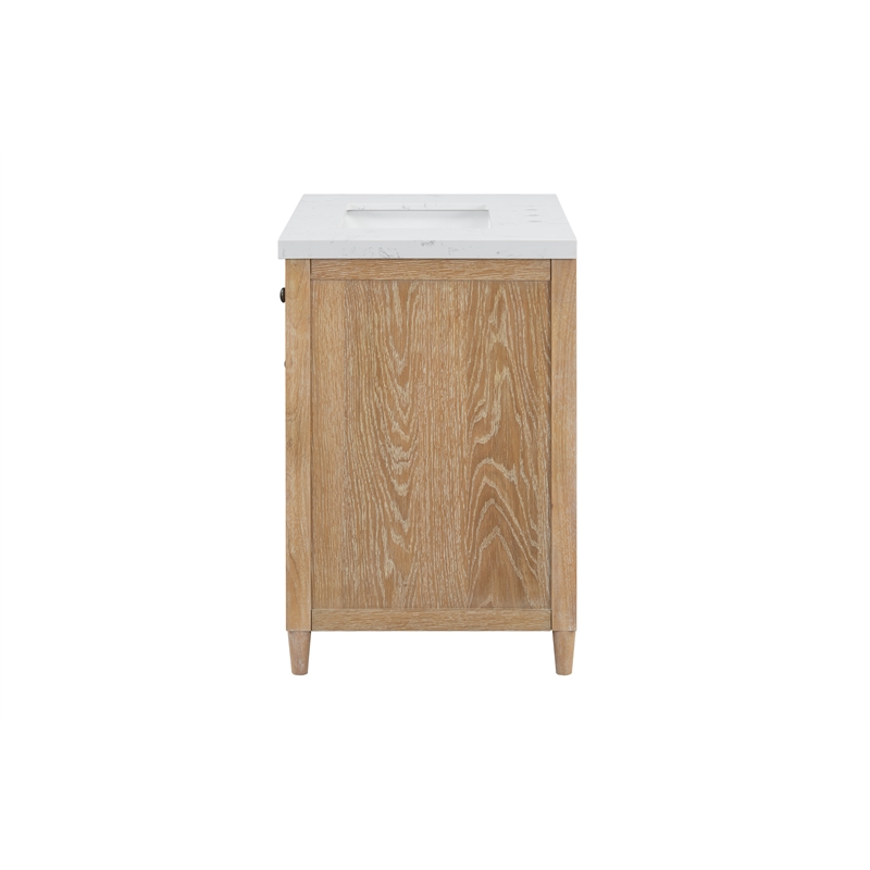 31''Cane Paneled Bathroom Vanity with Engineered Stone Top