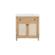31''Cane Paneled Bathroom Vanity with Engineered Stone Top