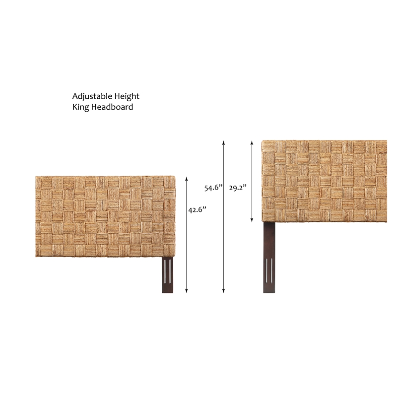 Crawford & Burke King Adjustable-Height Woven Rattan Headboard in Natural