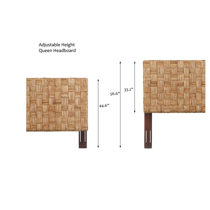 Crawford & Burke Queen Adjustable-Height Woven Rattan Headboard in Natural