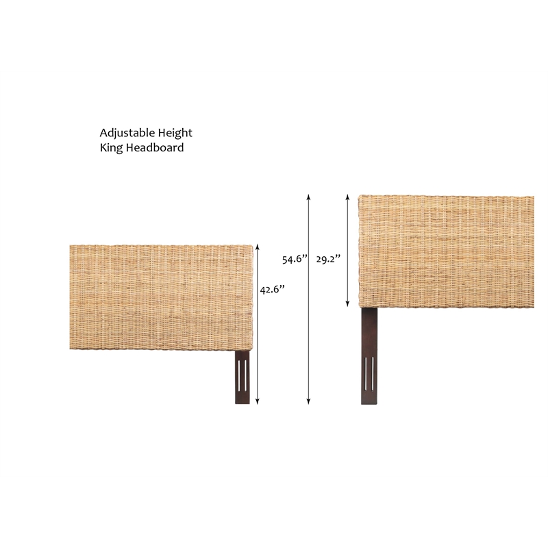 Crawford & Burke King Adjustable-Height Headboard in Natural Rattan