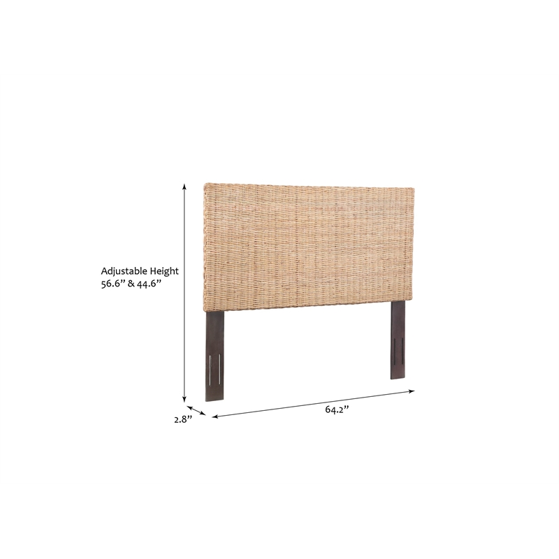Crawford & Burke Queen Adjustable-Height Headboard in Natural Rattan