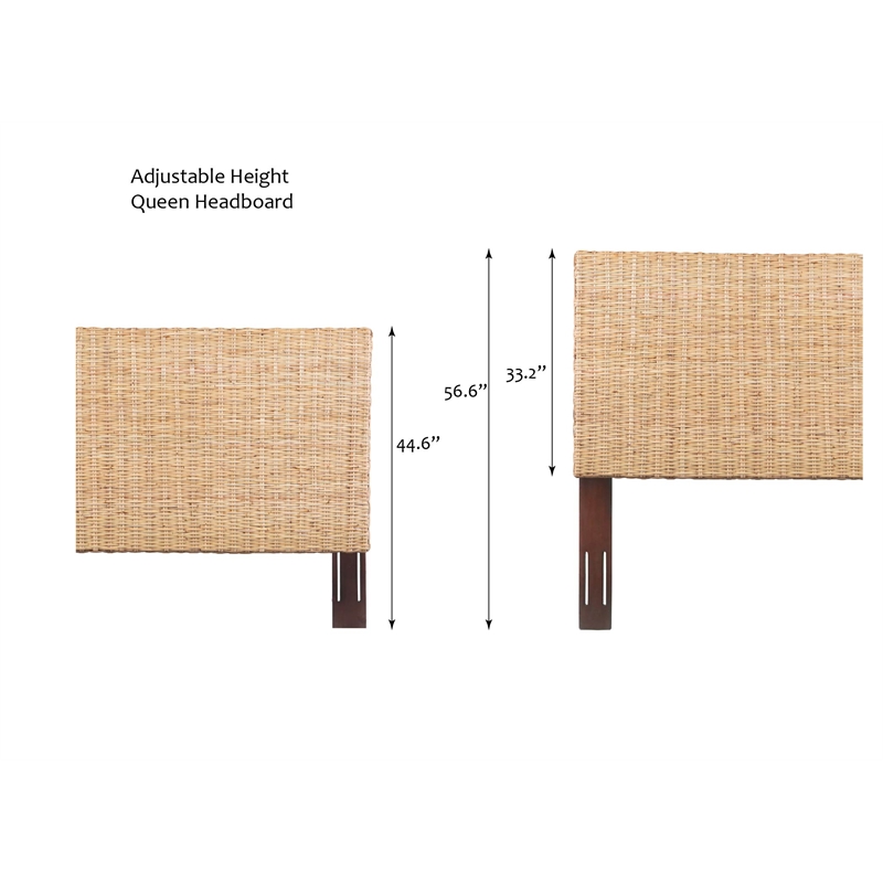Crawford & Burke Queen Adjustable-Height Headboard in Natural Rattan