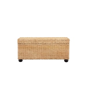Crawford & Burke 42&quot Lift-Top Trunk in Natural Rattan & Solid Mahogany