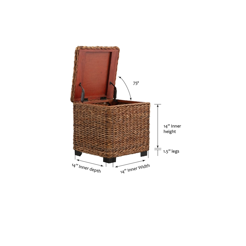 Crawford & Burke Woven Banana Leaf Storage Trunk with Lift-Top in Brown
