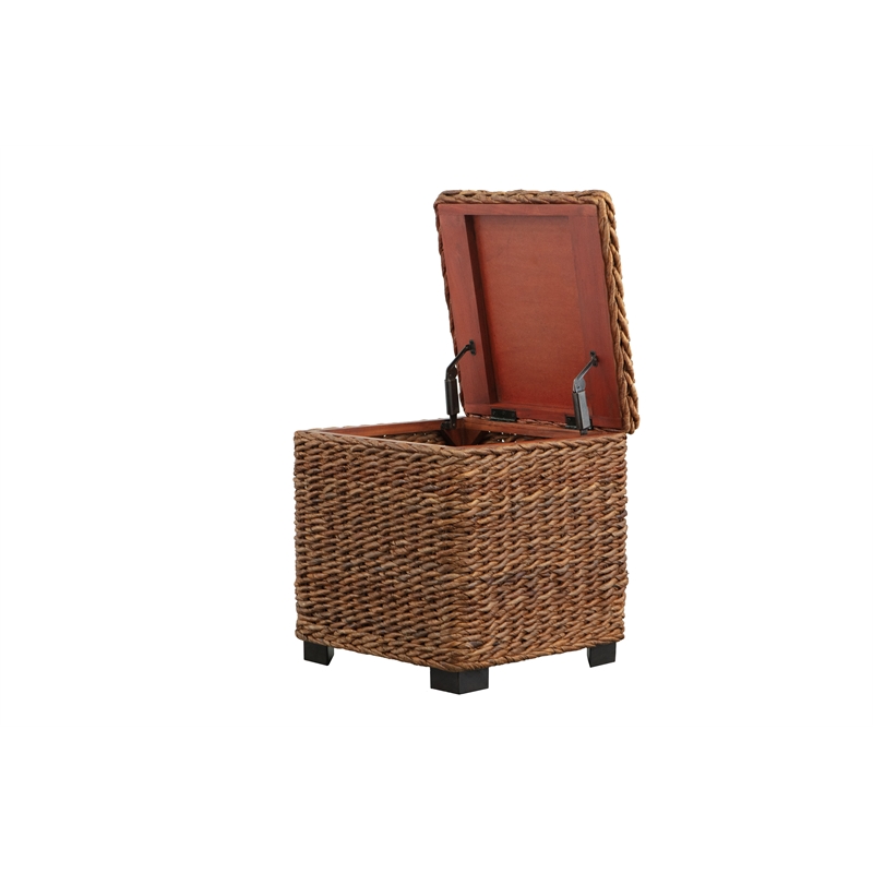 Crawford & Burke Woven Banana Leaf Storage Trunk with Lift-Top in Brown