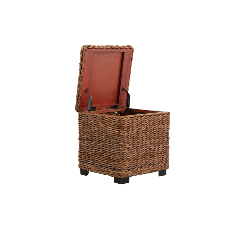 Crawford & Burke Woven Banana Leaf Storage Trunk with Lift-Top in Brown