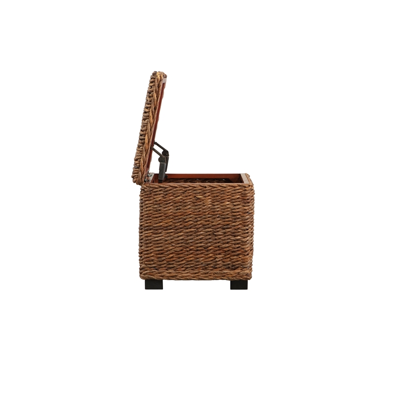 Crawford & Burke Woven Banana Leaf Storage Trunk with Lift-Top in Brown