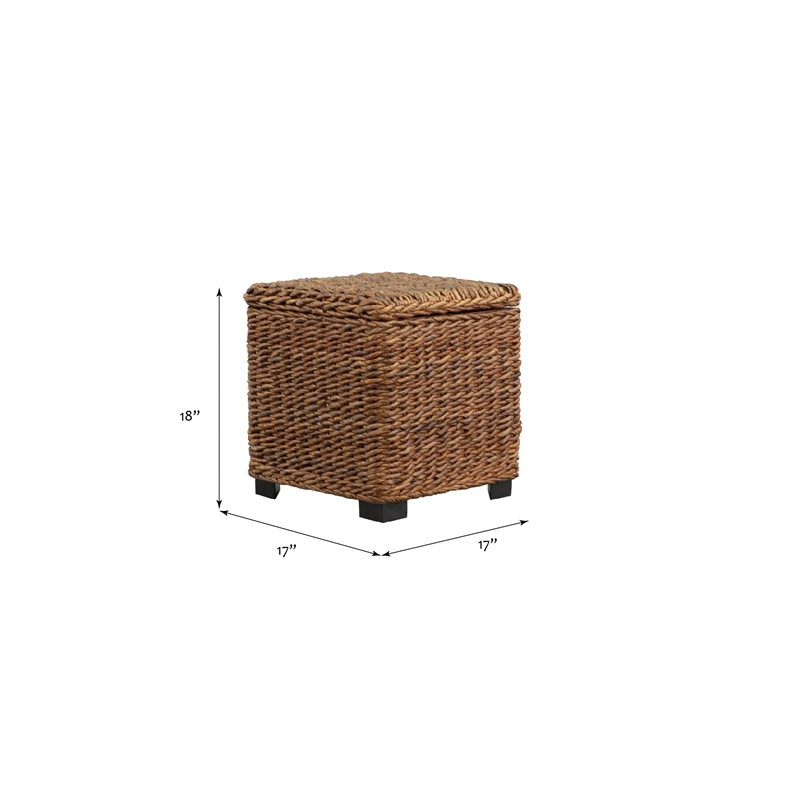Crawford & Burke Woven Banana Leaf Storage Trunk with Lift-Top in Brown