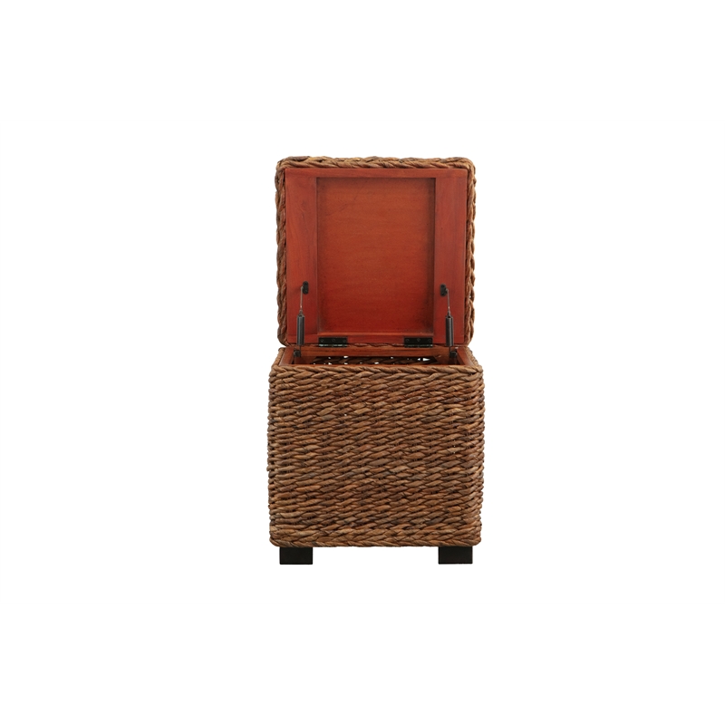 Crawford & Burke Woven Banana Leaf Storage Trunk with Lift-Top in Brown