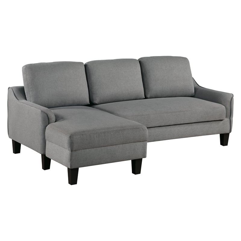 Lester Chaise Sleeper Sofa in Gray fabric with Black legs
