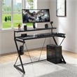 Emulator Battlestation Black Gaming Desk in Engineered Wood with RGB LED Lights