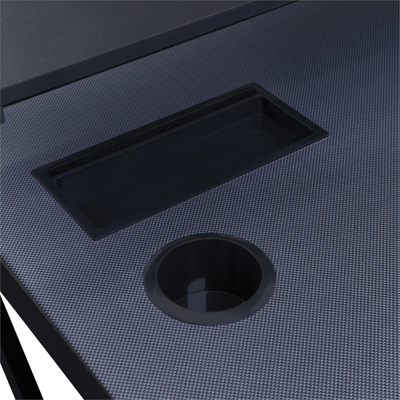 Emulator Battlestation Black Gaming Desk in Engineered Wood with RGB LED Lights
