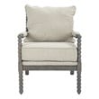 Abbot Chair in Linen Beige Fabric with Brushed Gray Base