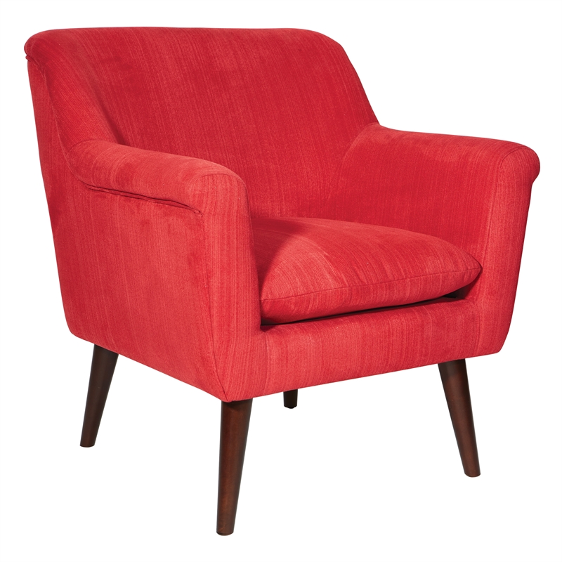 OSP Home Furnishings Dane Fabric Upholstered Accent Chair in Red/Dark Coffee