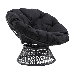 Papasan Chair with Black cushion and Black Resin Wicker Frame