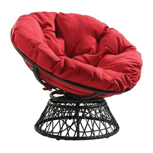 Papasan Chair with Red cushion and Black Resin Wicker Frame