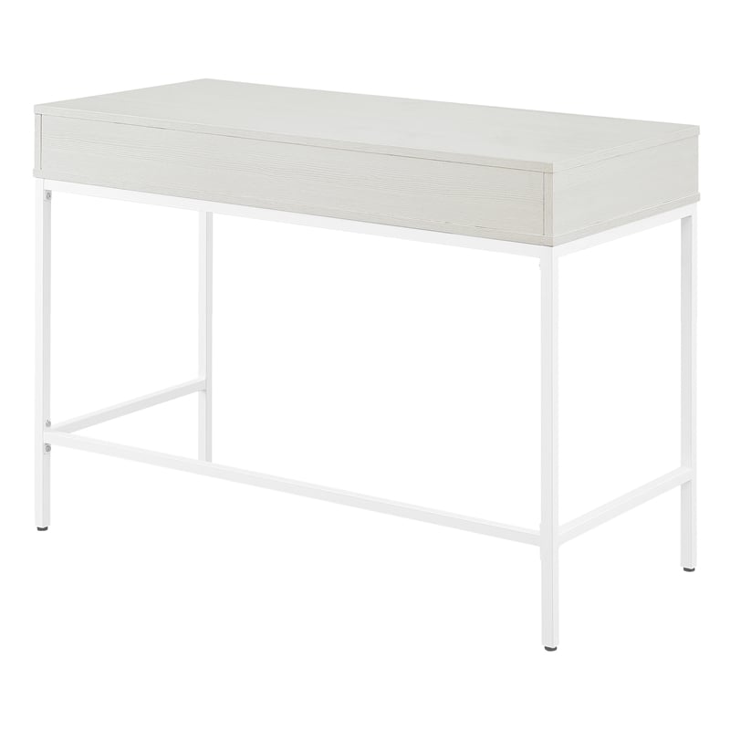 Contempo 40-Inch Desk with Drawer and Shelf in White Finish with Metal Legs