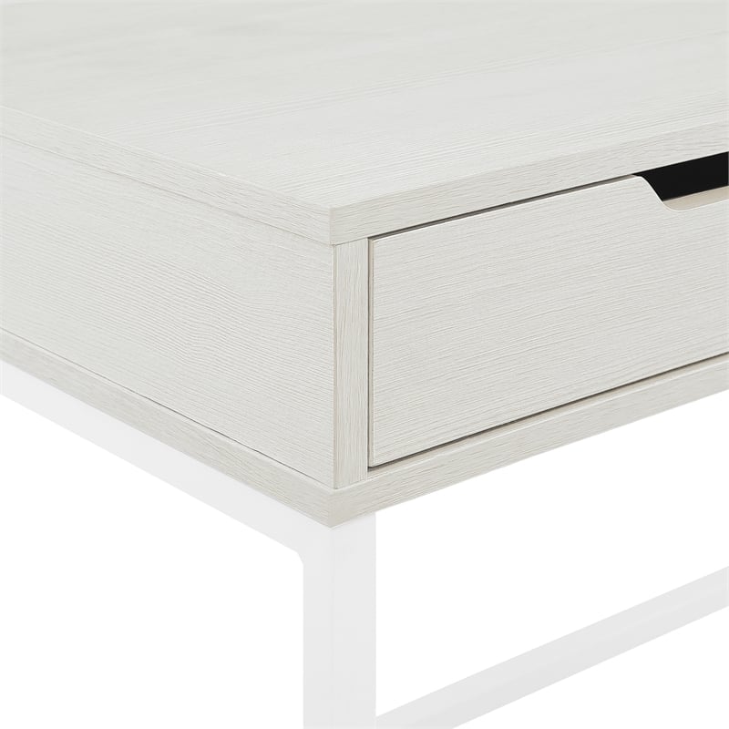 Contempo 40-Inch Desk with Drawer and Shelf in White Finish with Metal Legs