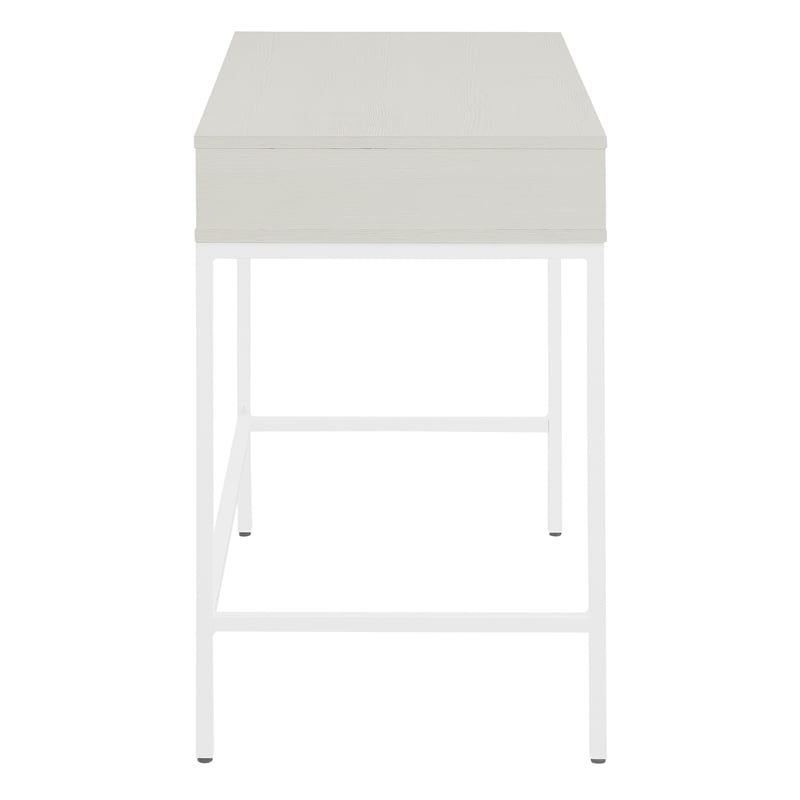 Contempo 40-Inch Desk with Drawer and Shelf in White Finish with Metal Legs