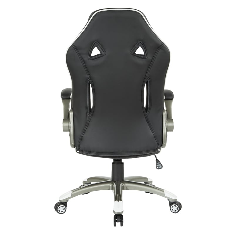 Xplorer 51 Gaming Chair in Black Faux Leather with White Accents