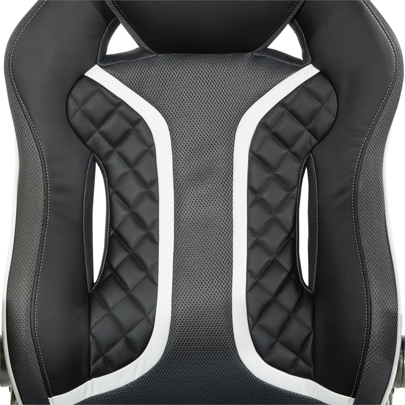 Xplorer 51 Gaming Chair in Black Faux Leather with White Accents