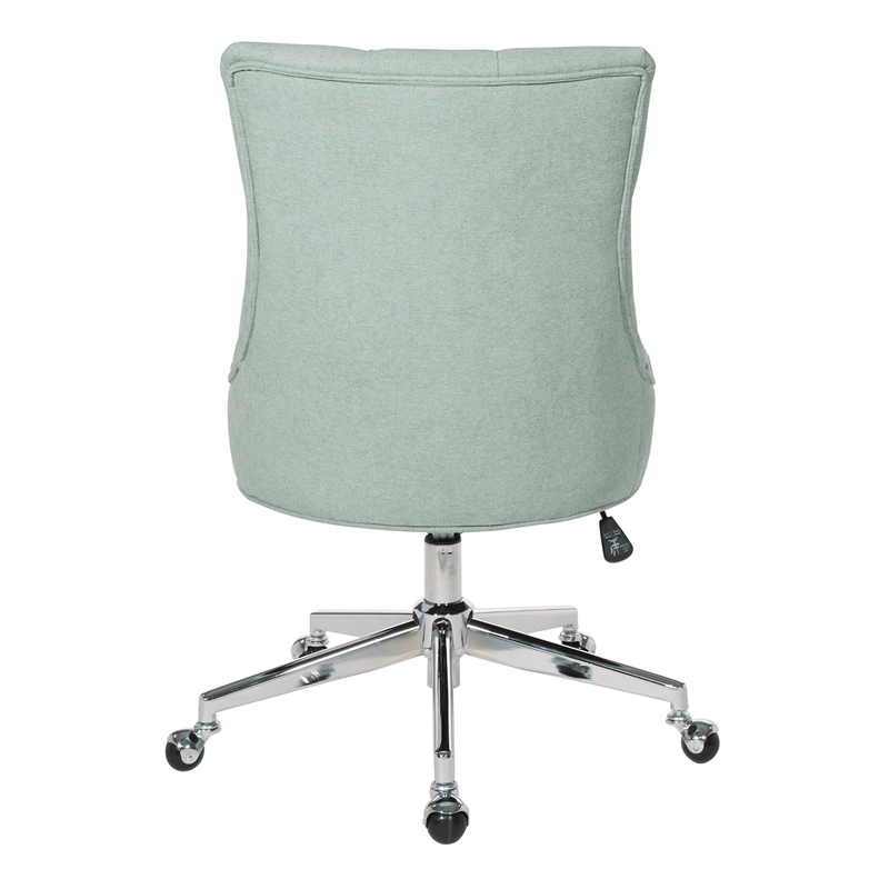 Amelia Office Chair in Mint Blue Fabric with Chrome Base