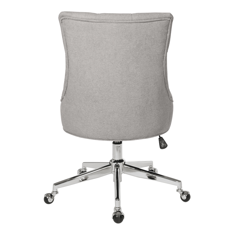 Amelia Office Chair in Fog Gray Fabric with Chrome Base