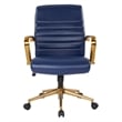 Mid-Back Navy Faux Leather Chair with Gold Finish Arms and Base K/D