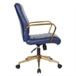 Mid-Back Navy Faux Leather Chair with Gold Finish Arms and Base K/D