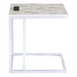 Norwich C-Table With White Mosaic Top Metal Legs with Power Port